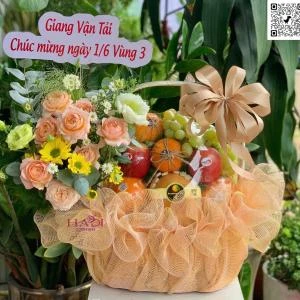 0109202611 - giỏ trái cây 1 bên hoa sang trọng