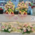 0109202643 - combo tháp hoa và trái cây cưới ( 2 hoa và 2 tháp trái )
