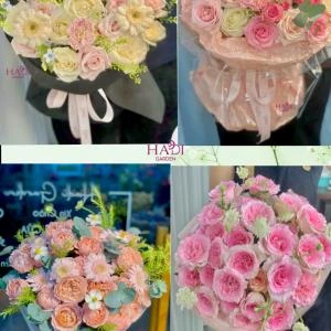 24082627 - bó hoa tone hồng form tròn tốt nghiệp