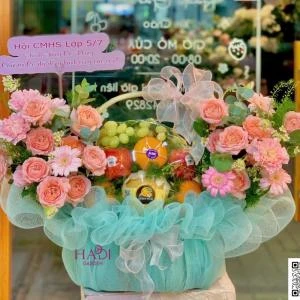0109202610 - giỏ trái cây tone hồng full 2 mặt trước sau