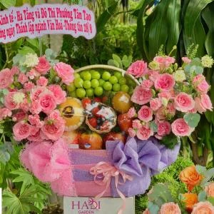 1410202627 - giỏ trái cây mix hoa tươi