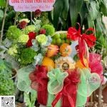 1410202636 - giỏ hoa mix trái cây 1 bên