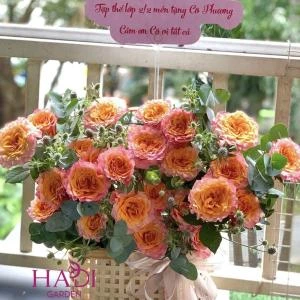 Giỏ hoa tone cam spirit cảm ơn - khai trương - sinh nhật