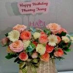 Giỏ hoa tone cam victor sang chảnh