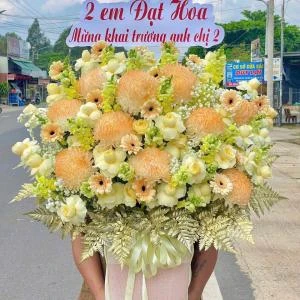 giỏ hoa mẫu đơn mix mõm sói sáng trọng