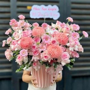 Hộp hoa mẫu đơn mix lạc thần khai trương - sinh nhật