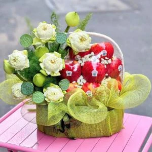 HD14 - Giỏ trái cây mix hoa tươi kính viếng giỗ
