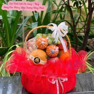 HD01 - Giỏ trái cây khai trương, sinh nhật tone đỏ 500k