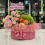HD20 - Giỏ trái cây mix hoa tươi tone hồng ngọt ngào
