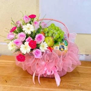 HD21 - Giỏ trái cây mix hoa tươi