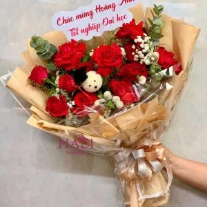 Bó hoa tốt nghiệp tone đỏ