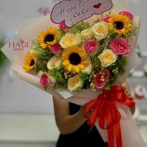 18090 - Bó hoa tone vàng