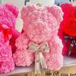 1809 - Gấu hoa sáp sinh nhật khai trương kèm hộp mica