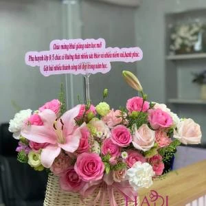 1809 - Giỏ hoa tone hồng