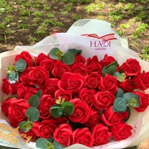 240925 - Bó hoa sáp thơm tone đỏ