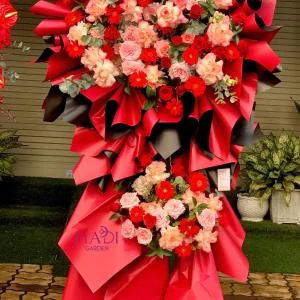 07102503- Kệ hoa khai trương tone đỏ