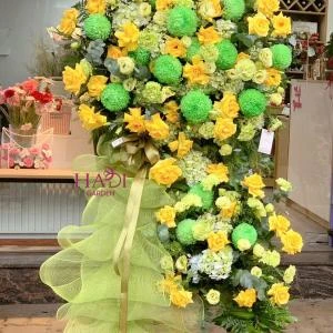 25102505 - Kệ Hoa Khai Trương Tone Xanh Sang Trọng