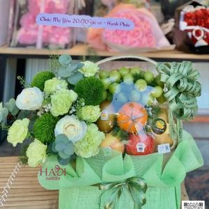 14113025 - giỏ hoa trái cây tone xanh