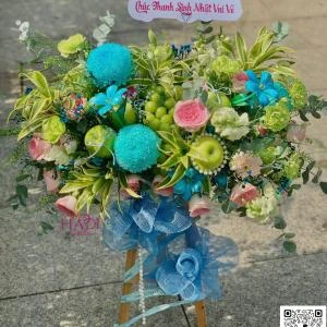 14112503 - kệ hoa trái cây sang trọng tone xanh dương