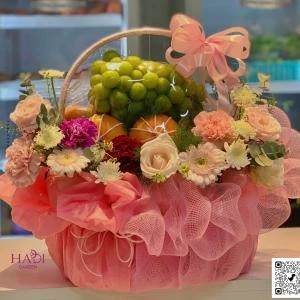 2511202511 - Giỏ trái cây 2 mặt mix hoa