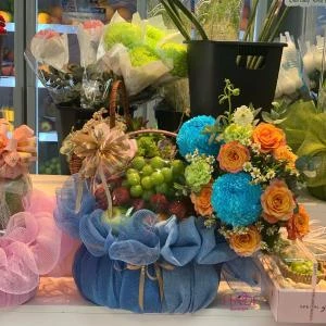 2511202519 - Giỏ trái cây 2 mặt mix hoa