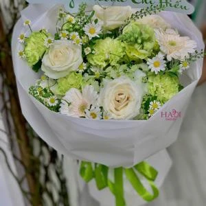 01122507 - Bó hoa tone xanh mint dịu mát