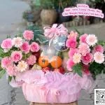 02122508 - Giỏ trái cây vip tặng khách nữ tone hồng pastel