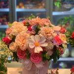 01012602 - giỏ hoa lụa tone hồng