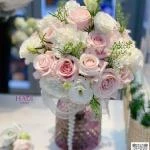 01012618 - 7 tráp cưới tone hồng tặng hoa cưới cầm tay