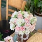 01012618 - 7 tráp cưới tone hồng tặng hoa cưới cầm tay