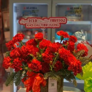 01012625 - Giỏ hoa tone đỏ