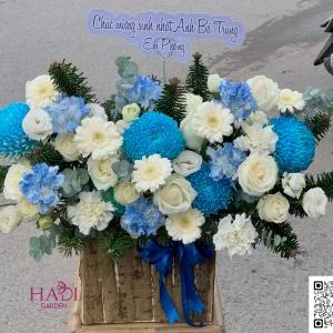 01012627- Giỏ hoa tone xanh dương