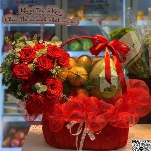 412602 - giỏ trái cây tone đỏ sinh nhật - khai trương - tân gia