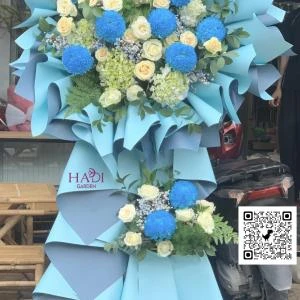 43202604 - kệ hoa khai trương tone xanh dương