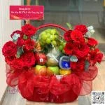 20012601 - Giỏ trái cây tone đỏ full 2 mặt sang trọng