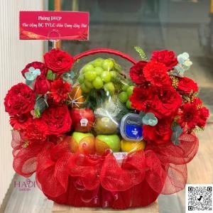20012601 - Giỏ trái cây tone đỏ full 2 mặt sang trọng