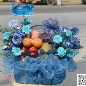 20012604 - Giỏ trái tone xanh dương full 2 mặt