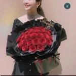 24022617 - bó hoa sáp nhũ đỏ