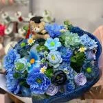 26042626 - bó hoa lụa tone xanh