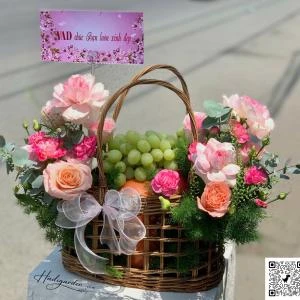 0109202640 - giỏ trái cây mix hoa