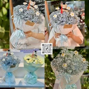 17072629 - Bó hoa tốt nghiệp baby mix gấu