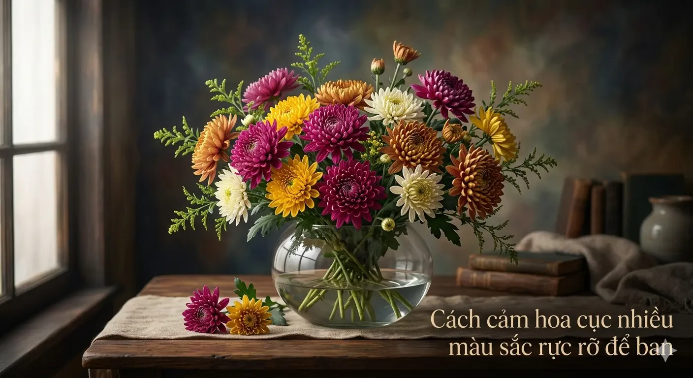 Cach cam hoa cuc nhieu mau sac ruc ro de ban