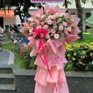 Kệ hoa khai trương tone hồng